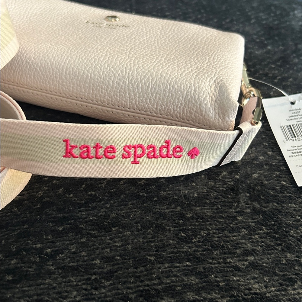 Kate Spade Mini Emma Blush Crossbody Bag with Pink Accents, gold tone hardware.